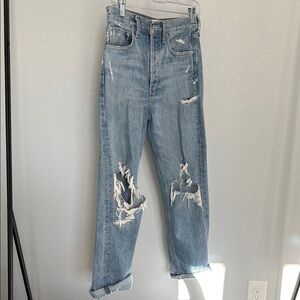 Agolde Ripped Light Blue Boyfriend Jeans